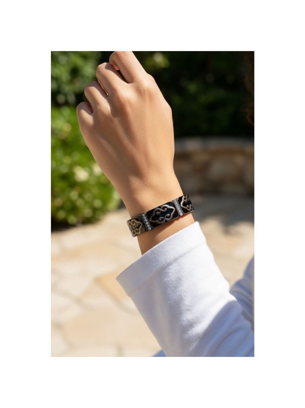 Black Silver Stretch Bracelet